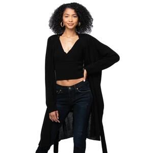 NEW SUBTLE LUXURY cashmere robyn robe duster top in black